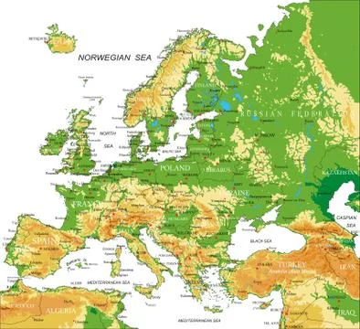 Europe - physical map Stock Illustration