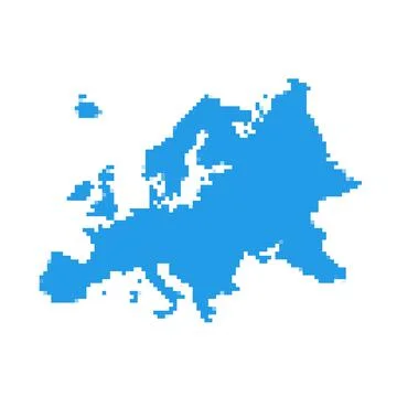 Europe pixel vector map. Square dot pixel Europe map background 库存插图