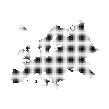 Europe pixel vector map. Square dot pixel Europe map background Stock Illustration