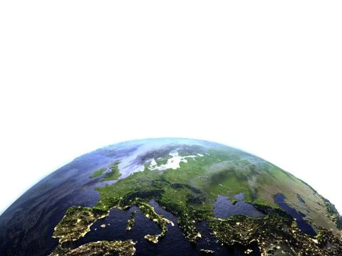 Europe on realistic model of Earth Stock Illustration