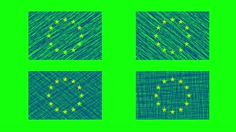 Europe Scribble Animation on Green Screen Background. Looping seamless anim.. Stock Footage 226721184
