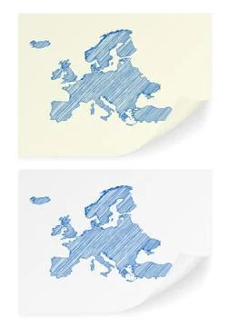 Europe scribble map Illustrazione stock