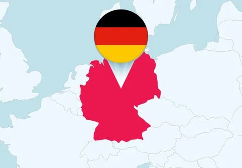 Europe with selected Germany map and Germany flag icon. Stock Illustration