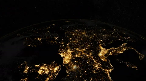 Europe from space. At night. Earth From Space. Stock Footage