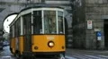 European City Old Italian Tram Tramway Manzoni Street Milan Italy Expo 2015 Day HD Footage