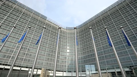 European Commission EU building pan Video stock 161970689