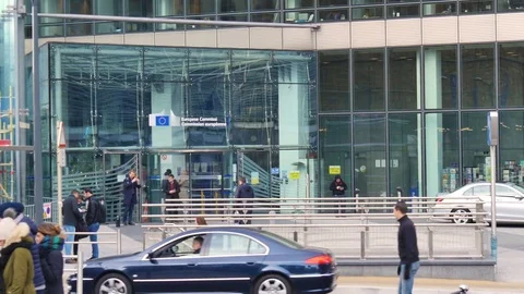 European Commission With People, long shot Stock Footage