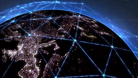 European continent covered by a computerized digital network. The World Global Stock Footage 282712160