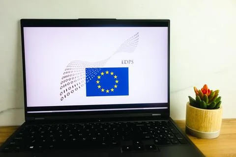 European Data Protection Supervisor EDPS logo on laptop Stock Photos