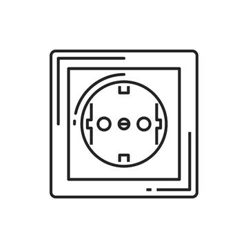 European electrical wall socket thin line rosette Stock Illustration