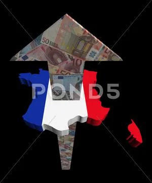 European euros arrow and france map flag illustration Stock Illustration
