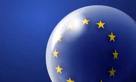 European flag in globe close up Illustrazione stock