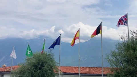 European flags in Italy Stock Footage 329671888
