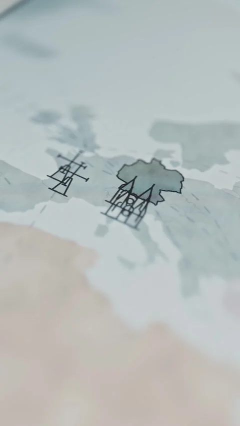 European infrastructure map combines power industry and forestry Stock Footage 346039291