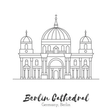 European landmark in thin line vector illustration Stock Illustration