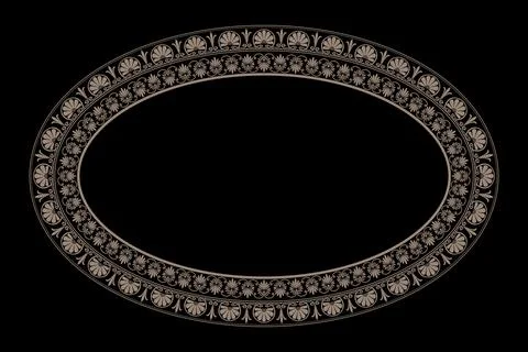 European oval vector pattern with arabesque, floral element. Greek, Egyptian Stockillustratie