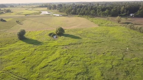 European rural landscape seen from above. Aerial shot of nature in Europe. Stock Footage