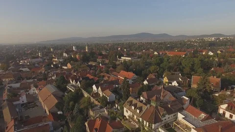 European town, panoramic view Stock Footage