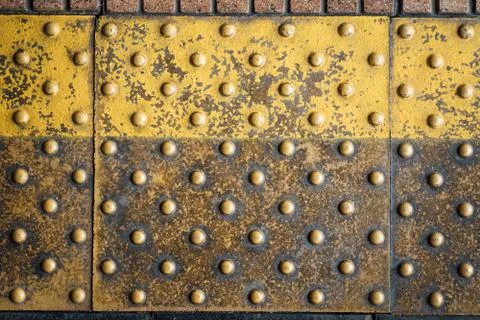 European Train Platform Edge Guide Flooring Stock Photos