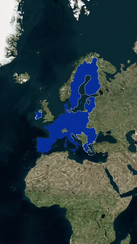 European Union Border Map Topography Animation 4K Video stock 329917871