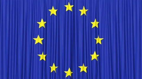 European Union Curtain Flag Animation with Alpha Matte, Loop 库存影片 260602953