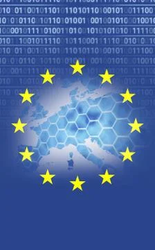 European union flag with binary codes Stock Illustration