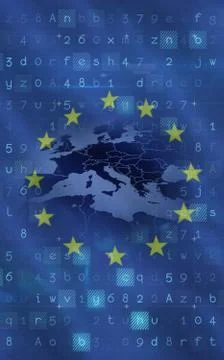 European union flag with binary codes Illustrazione stock