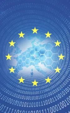 European union flag with binary codes Stock Illustration