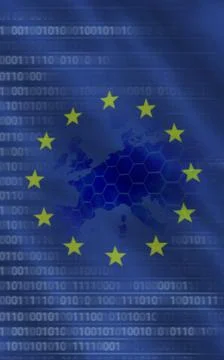 European union flag with binary codes Illustrazione stock