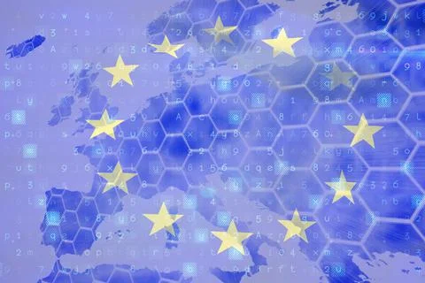 European union flag with binary codes Stock Illustration