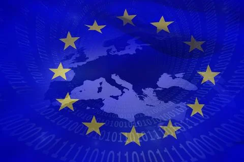 European union flag with binary codes Stock Illustration