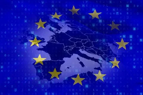 European union flag with binary codes Illustrazione stock