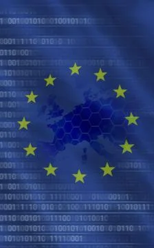 European union flag with binary codes Illustrazione stock