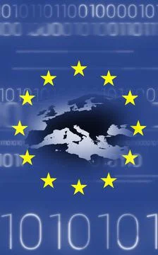 European union flag with binary codes Stock Photos