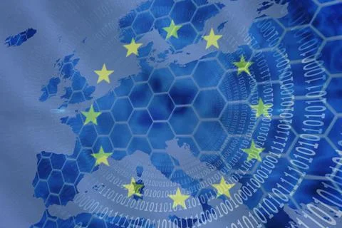 European union flag with binary codes Stock Photos