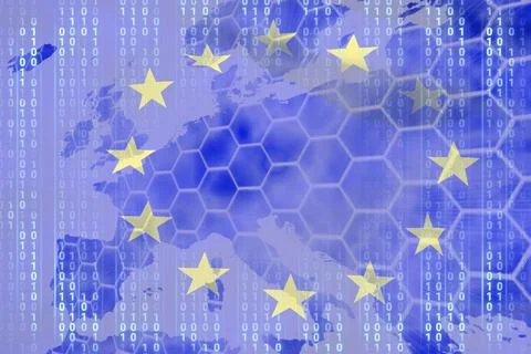 European union flag with binary codes Stock Photos