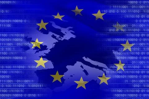 European union flag with binary codes Stock Photos