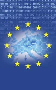 European union flag with binary codes Stock Photos