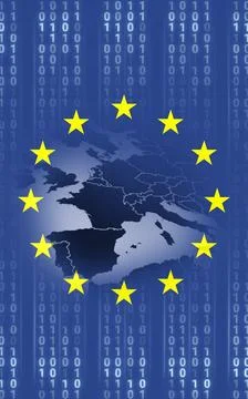 European union flag with binary codes Stock Photos