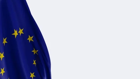 European Union flag loop background left side with copy space on the left 스톡 동영상 332118353
