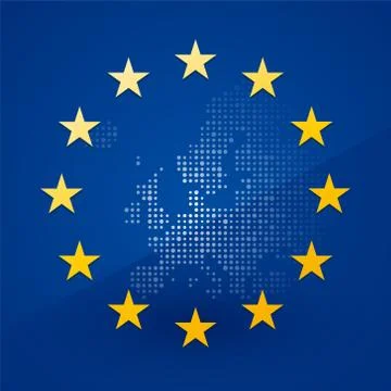 European union flag with a map in the background Illustrazione stock