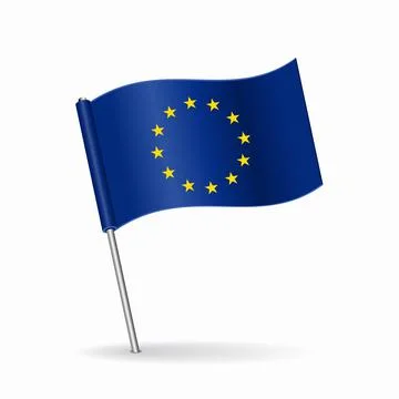 European Union flag map pointer layout. Vector illustration. Illustrazione stock