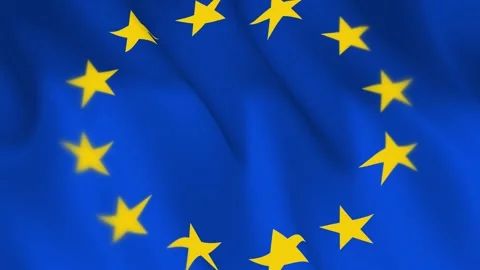 European Union Flag Seamless Loop 4k 60fps on Sky Background Stock Footage 340346840