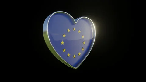 European Union Flag in the Shape of 3D Heart. Stock Footage 133633766