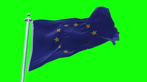 European Union Flag Waving in Loopable and Textured green screen background Stock Footage 296876648