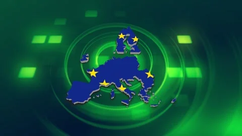 European Union Map and Flag Background Stock Footage 344278680