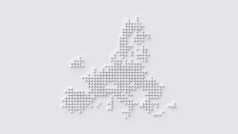 European Union Map Formation from White 3D Dots on Light Background Stock Footage 337598549