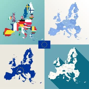 European union maps vector set Stock Illustration