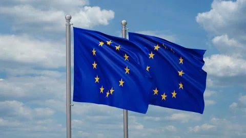 European Union two flags Stock Footage 269341510