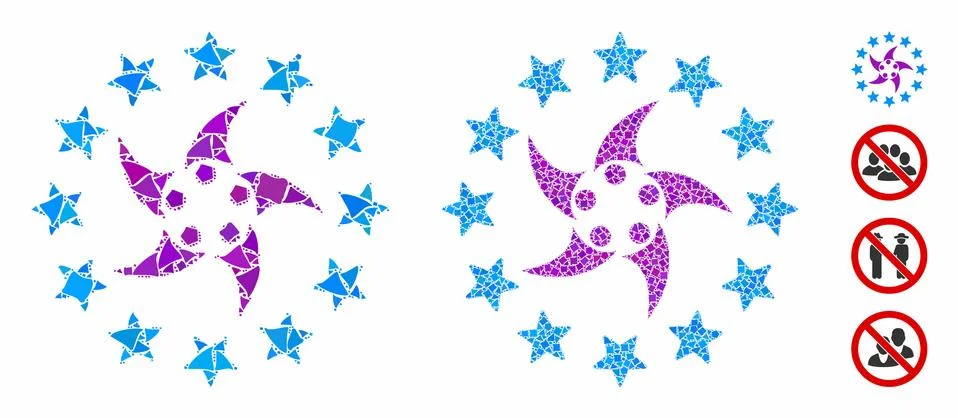 Europeans collaboration Composition Icon of Bumpy Pieces Stock Illustration